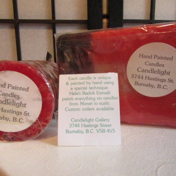 Hand painted Candles, Sushi motif, red, brown, Asian, Japanese, Theme, Party - Picture 6 of 7